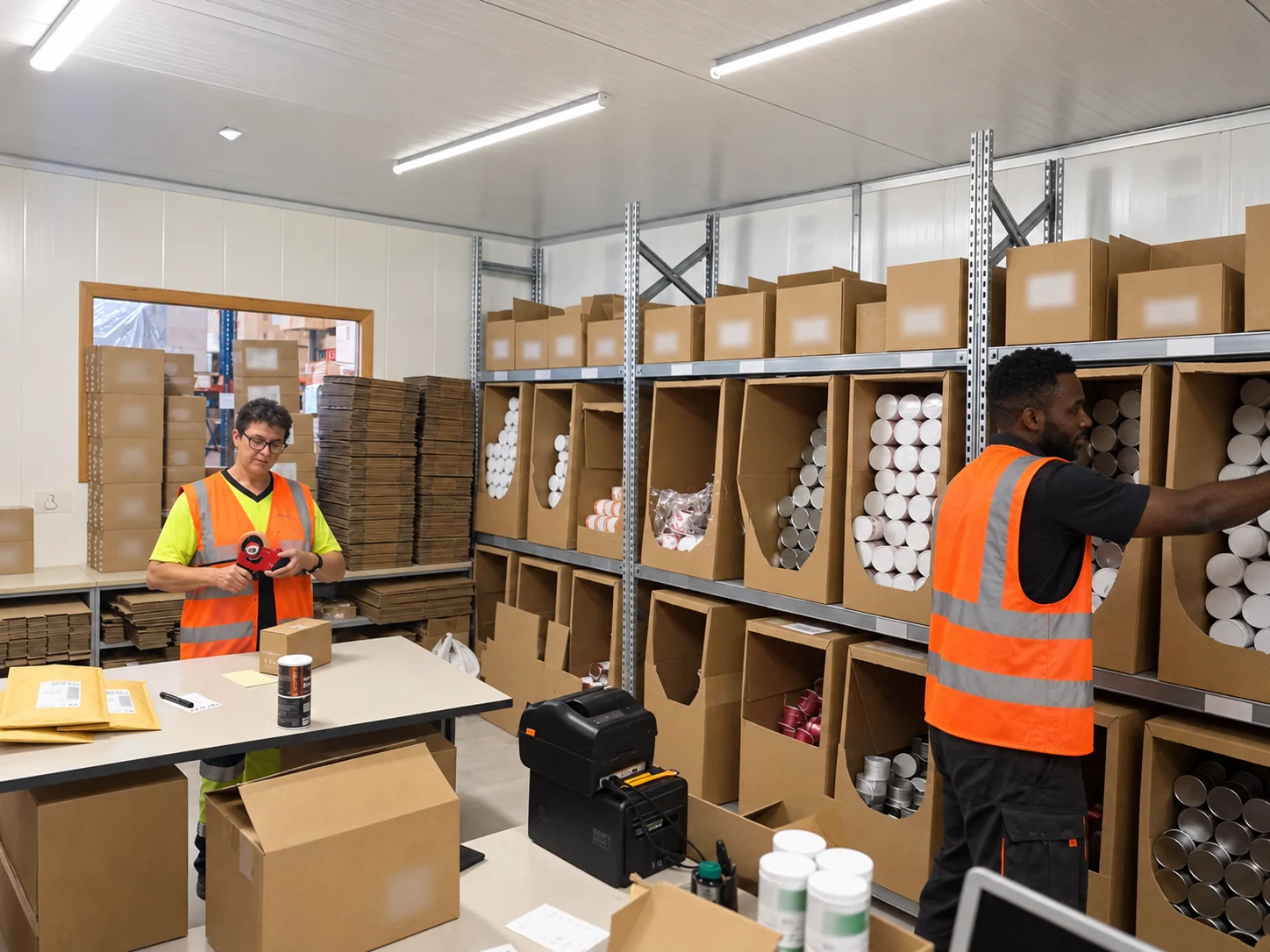Warehouse staff picking and packing orders